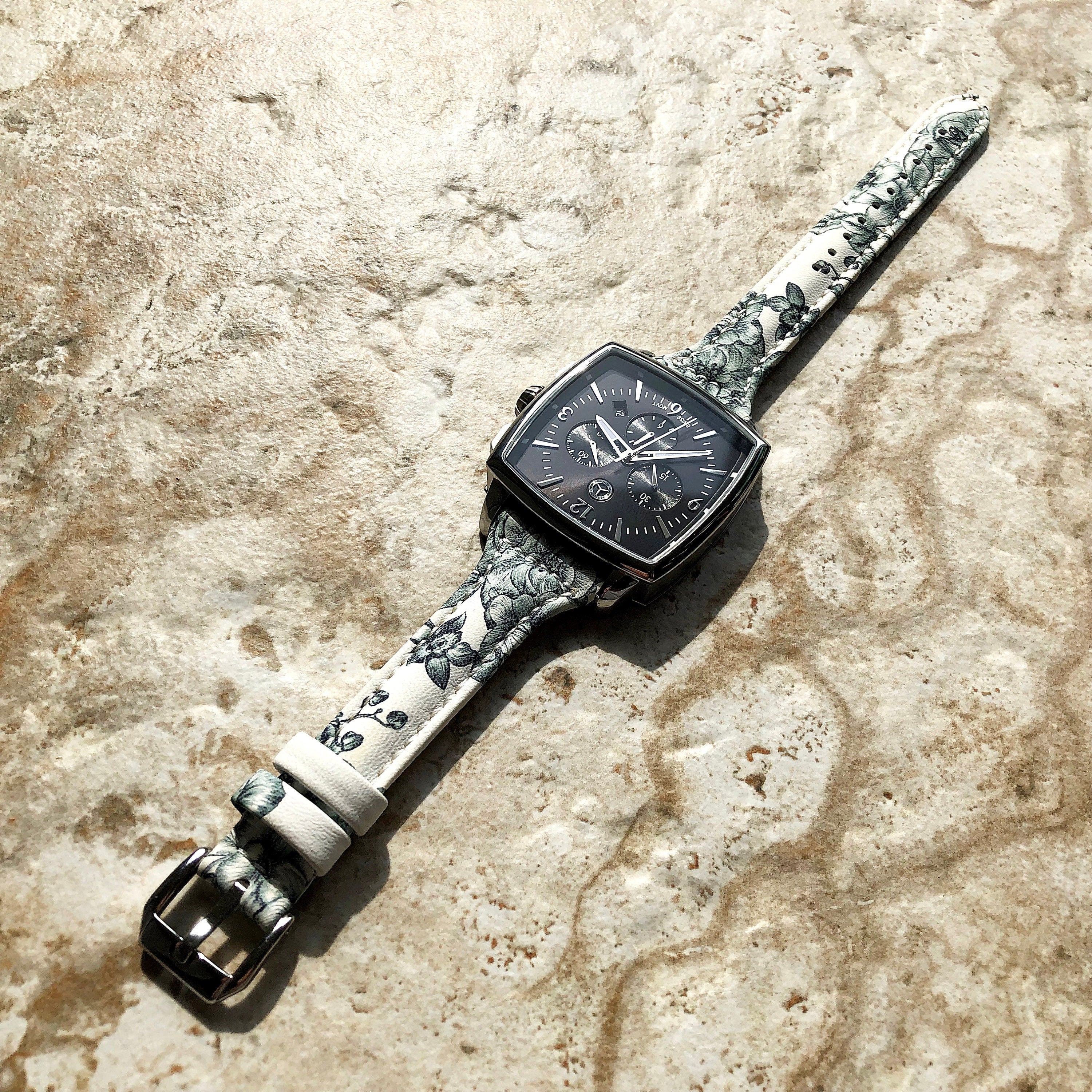 22mm Orchids Slim and Elegant Soft Leather Watch Strap Band for Wrist Hand Watches Quick Release Pins Included Easy - Ready to Attach